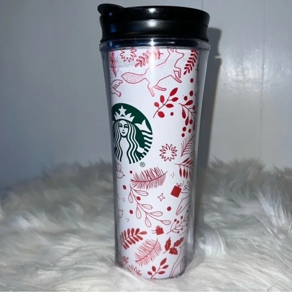 NWOT Starbucks 2019 Winter Holiday Theme Deer Fox Dove 16oz Travel Insulted Cup